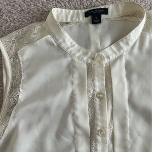 Ann Taylor Cream Sleeveless Blouse